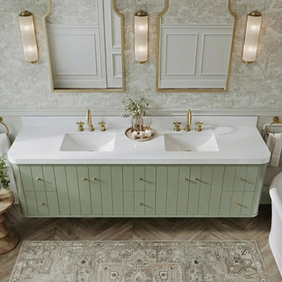 Houston Floating 84 in. W x 22 in. D Double Sink Bathroom Vanity - Willow Bath and Vanity