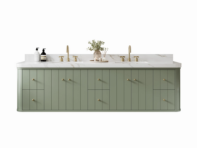 Houston Floating 84 in. W x 22 in. D Double Sink Bathroom Vanity - Willow Bath and Vanity