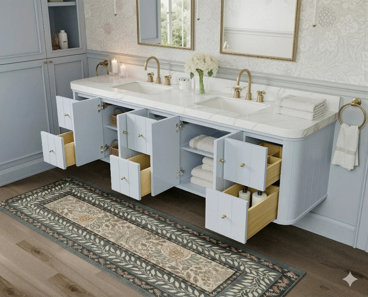 Houston Floating 84 in. W x 22 in. D Double Sink Bathroom Vanity - photo 2