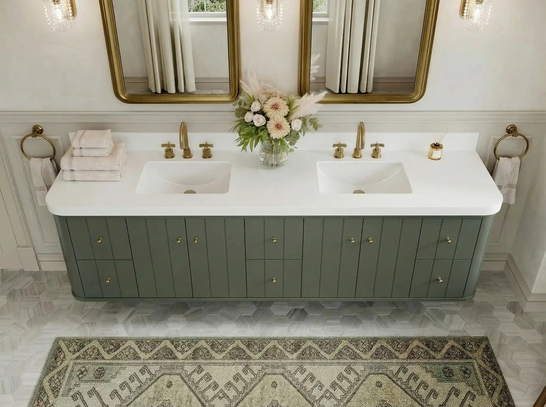 Houston Floating 84 in. W x 22 in. D Double Sink Bathroom Vanity | 
              
                Pewter Green
                
                  
             - HOU-FLT-CAB-PGN-83 - photo №12