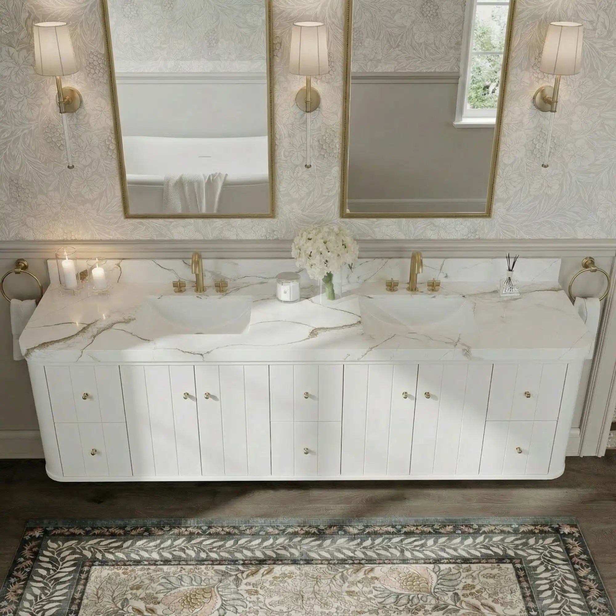 Houston Floating 84 in. W x 22 in. D Double Sink Bathroom Vanity - Willow Bath and Vanity
