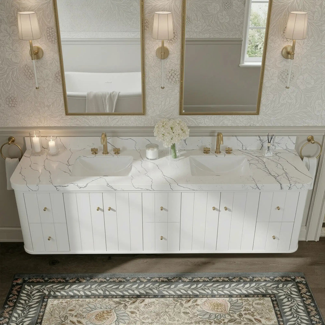 Houston Floating 84 in. W x 22 in. D Double Sink Bathroom Vanity | 
              
                White
                
                  
             - HOU-FLT-CAB-WH-83 - photo №11