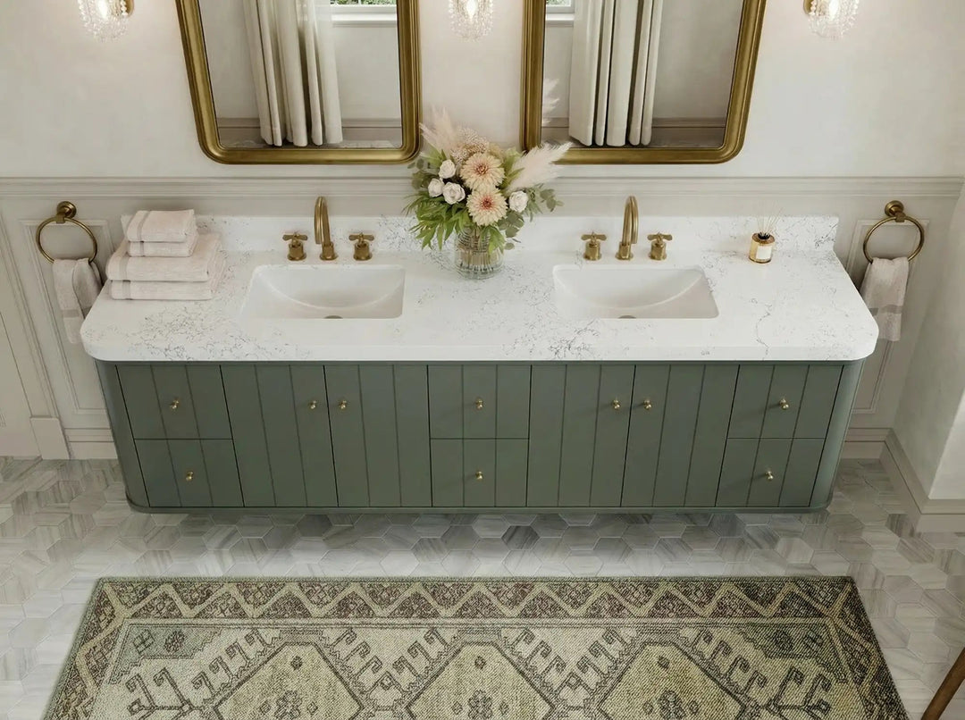 Houston Floating 84 in. W x 22 in. D Double Sink Bathroom Vanity | 
              
                Pewter Green
                
                  
             - HOU-FLT-CAB-PGN-83 - photo №10