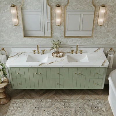 Houston Floating 84 in. W x 22 in. D Double Sink Bathroom Vanity - Willow Bath and Vanity