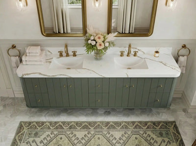 Houston Floating 84 in. W x 22 in. D Double Sink Bathroom Vanity - Willow Bath and Vanity