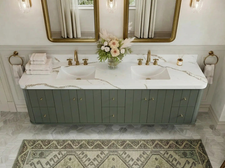 Houston Floating 84 in. W x 22 in. D Double Sink Bathroom Vanity - photo 7