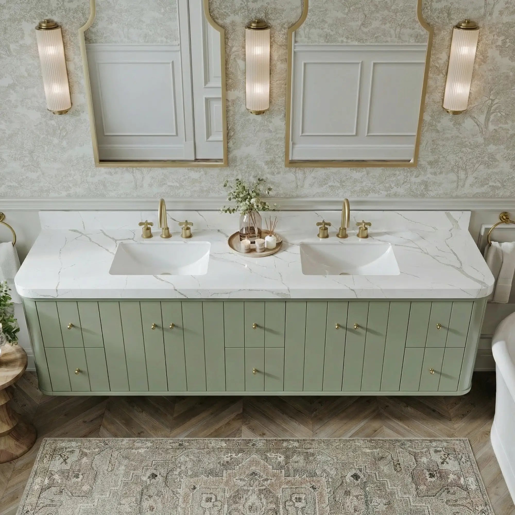 Houston Floating 84 in. W x 22 in. D Double Sink Bathroom Vanity - Willow Bath and Vanity