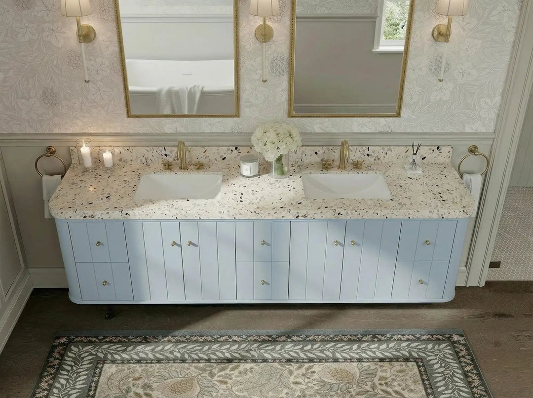 Houston Floating 84 in. W x 22 in. D Double Sink Bathroom Vanity | 
              
                Blue Heather
                
                  
             - HOU-FLT-CAB-BLU-83 - photo №14