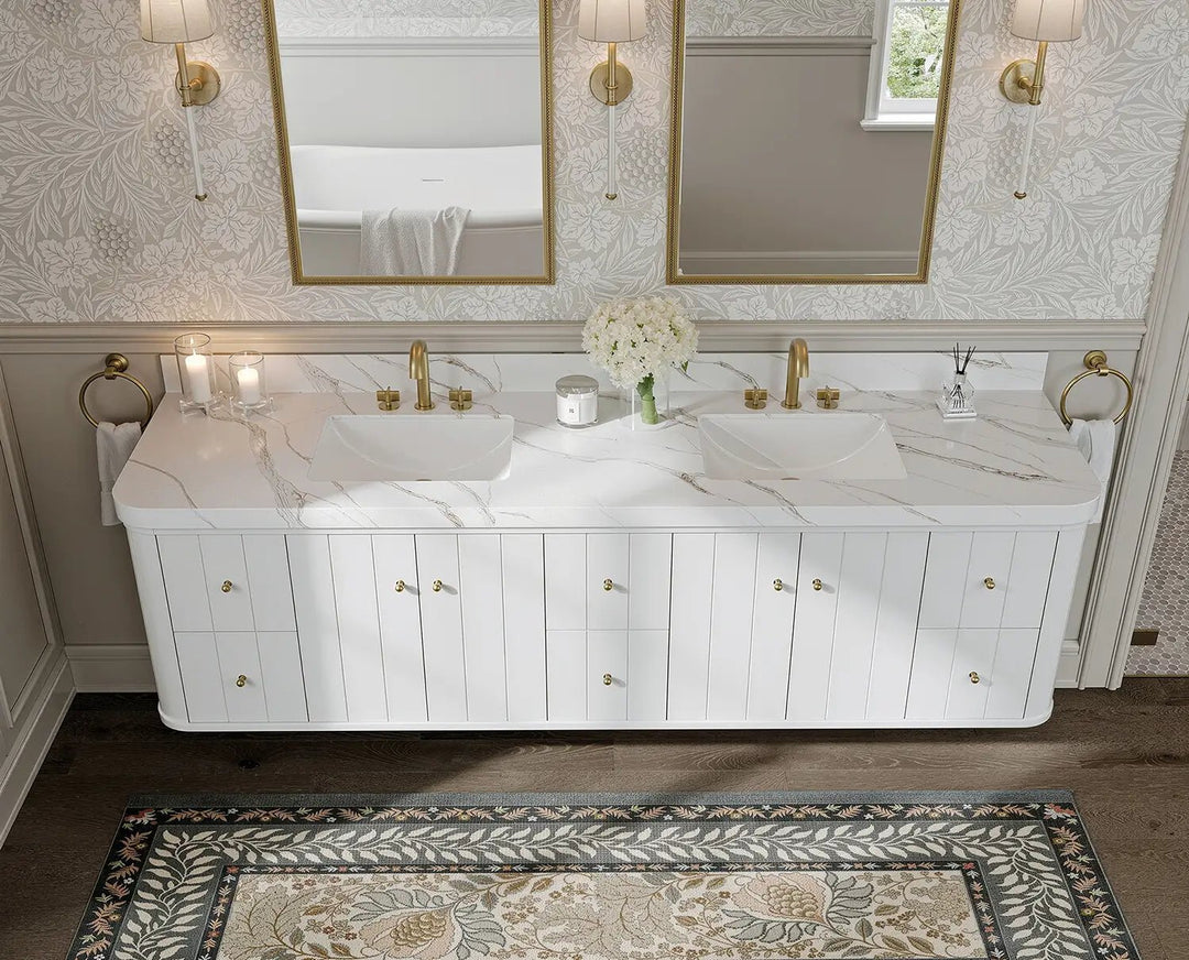 Houston Floating 84 in. W x 22 in. D Double Sink Bathroom Vanity - Willow Bath and Vanity