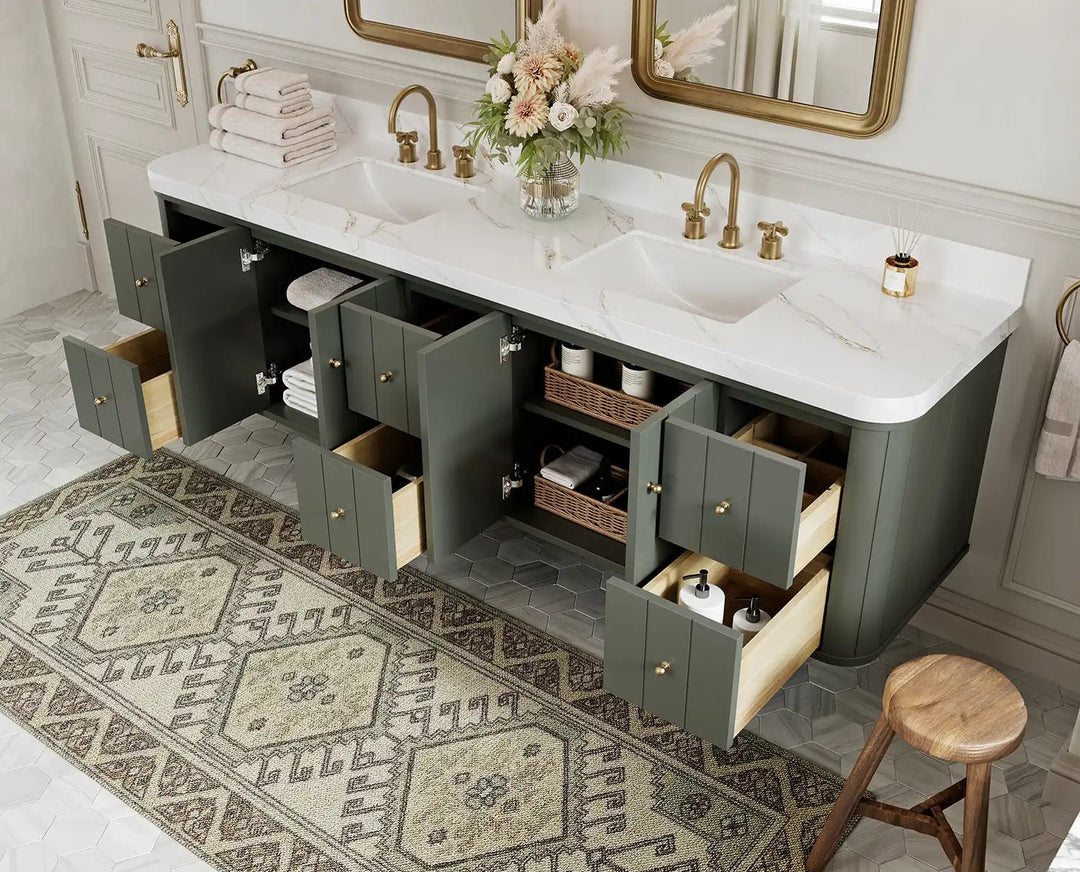 Houston Floating 84 in. W x 22 in. D Double Sink Bathroom Vanity | 
              
                Pewter Green
                
                  
             - HOU-FLT-CAB-PGN-83 - photo №3