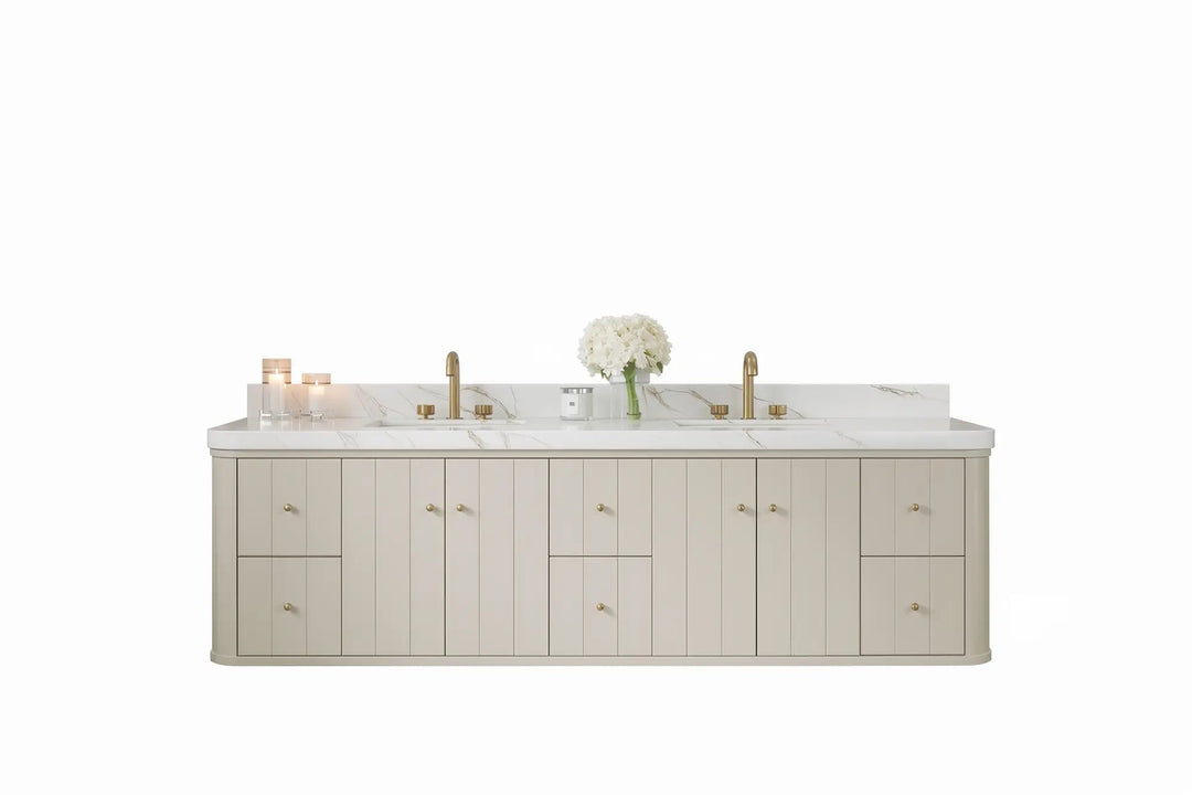 Houston Floating 84 in. W x 22 in. D Double Sink Bathroom Vanity - Willow Bath and Vanity