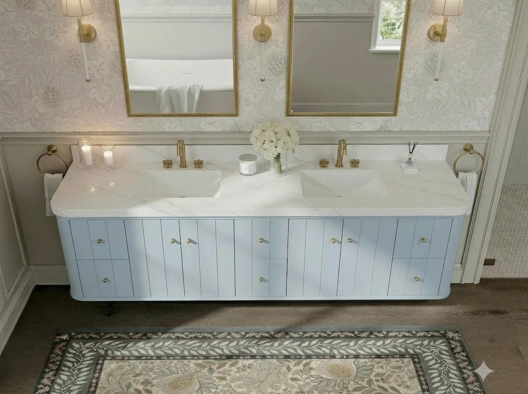 Houston Floating 84 in. W x 22 in. D Double Sink Bathroom Vanity | 
              
                Blue Heather
                
                  
             - HOU-FLT-CAB-BLU-83 - photo №13