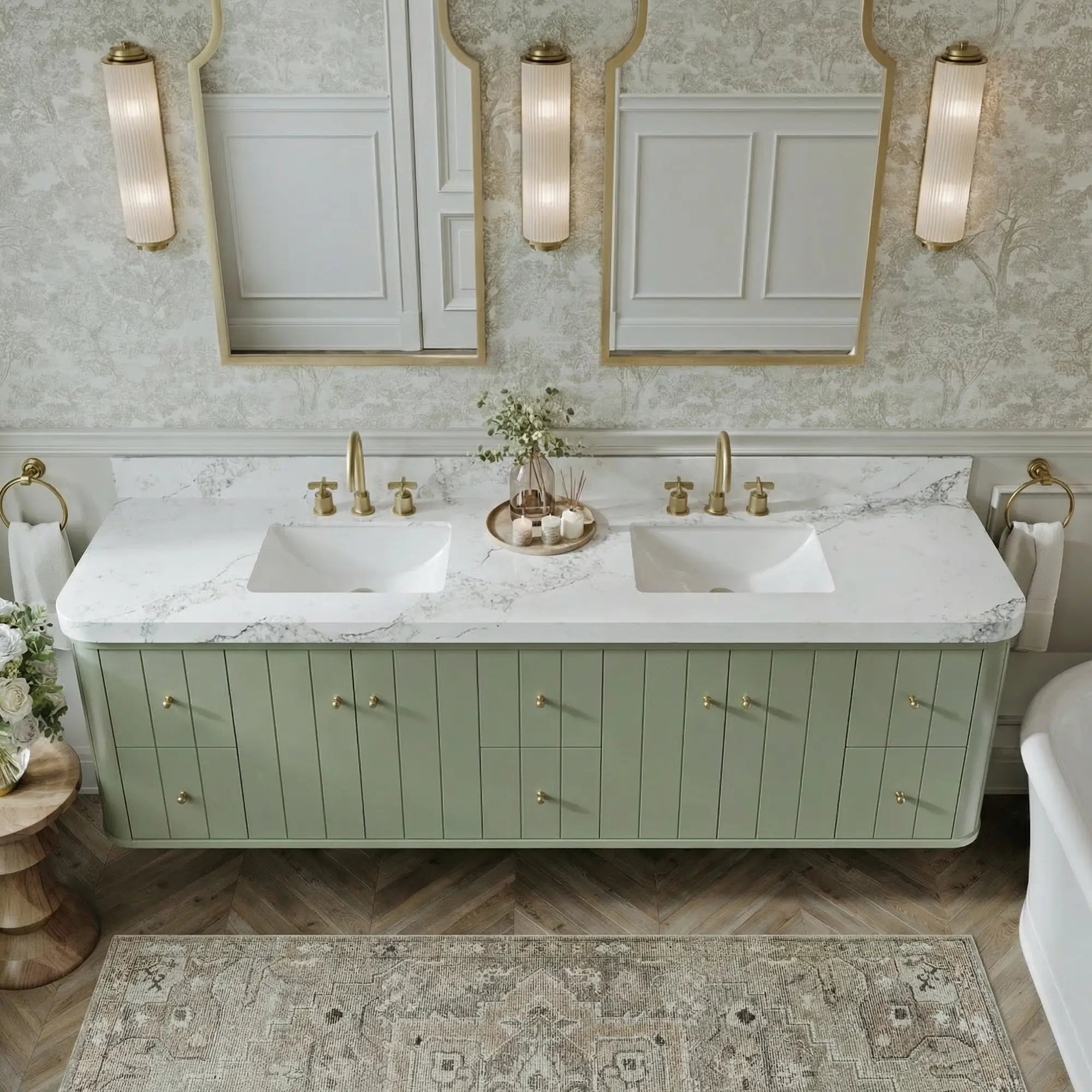 Houston Floating 84 in. W x 22 in. D Double Sink Bathroom Vanity - Willow Bath and Vanity