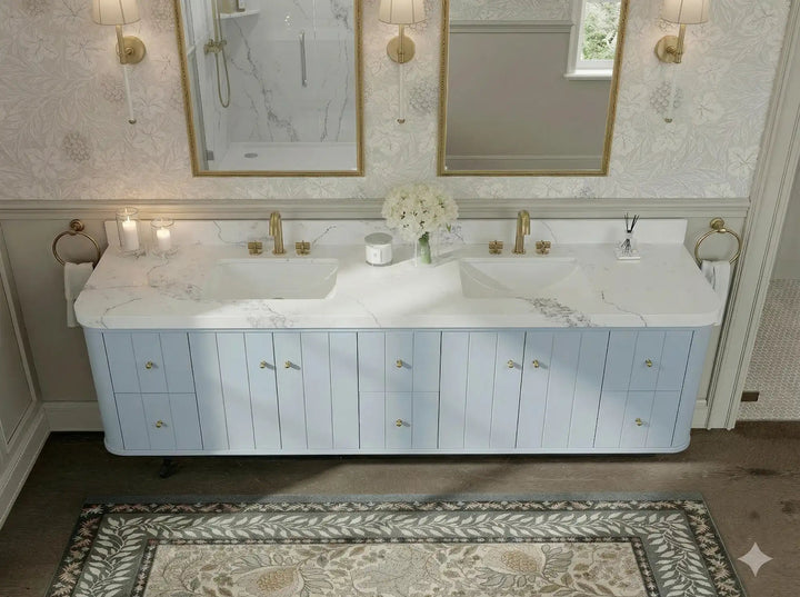 Houston Floating 84 in. W x 22 in. D Double Sink Bathroom Vanity - photo 11