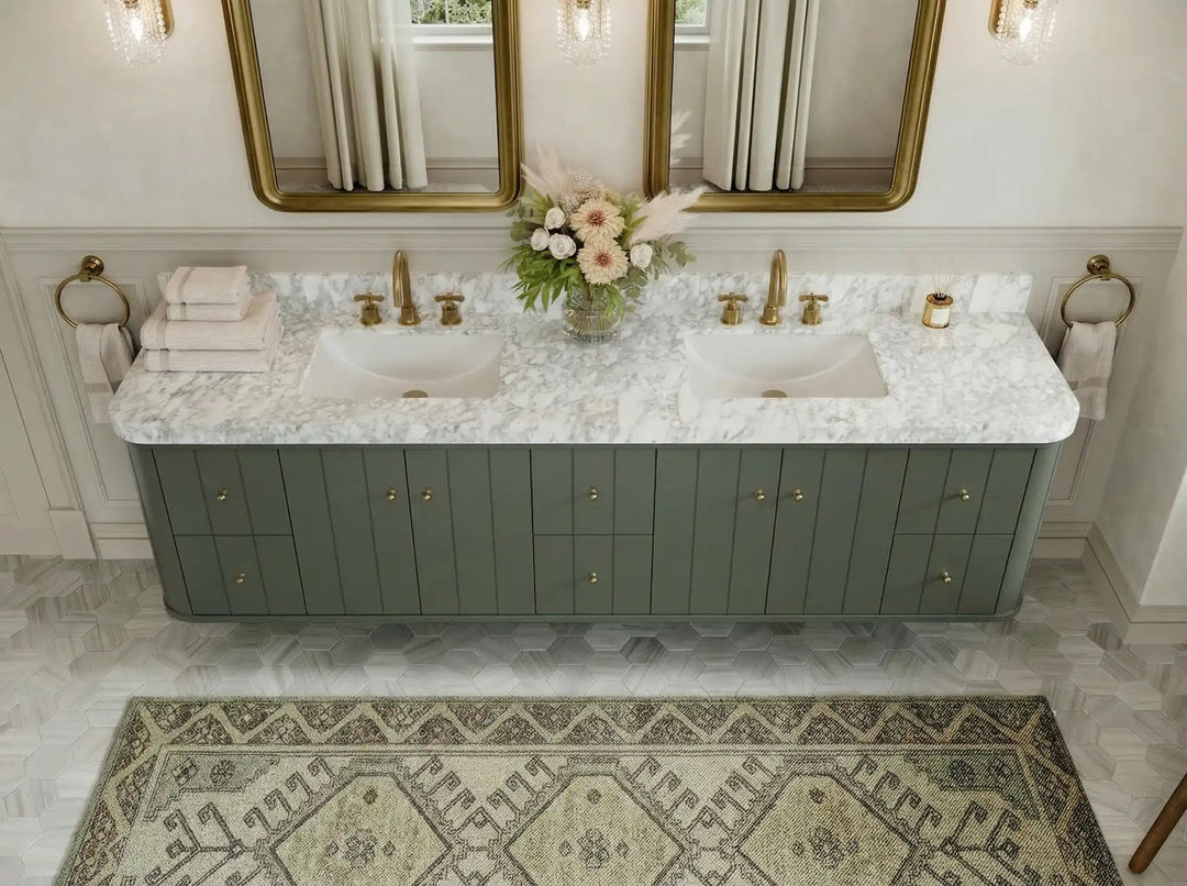 Houston Floating 84 in. W x 22 in. D Double Sink Bathroom Vanity | 
              
                Pewter Green
                
                  
             - HOU-FLT-CAB-PGN-83 - photo №5