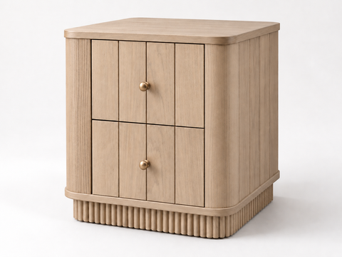 Houston 20-Inch Nightstand in Nordic White Oak — white studio view.