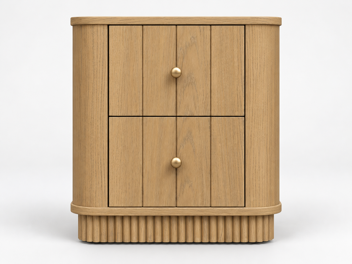 Front studio rendering of Houston 20-inch Nightstand in Nordic White Oak