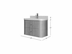 Houston White Oak 30 in. W x 22 in. D Floating Single Sink Bathroom Vanity with Curved Edge Design - photo 16