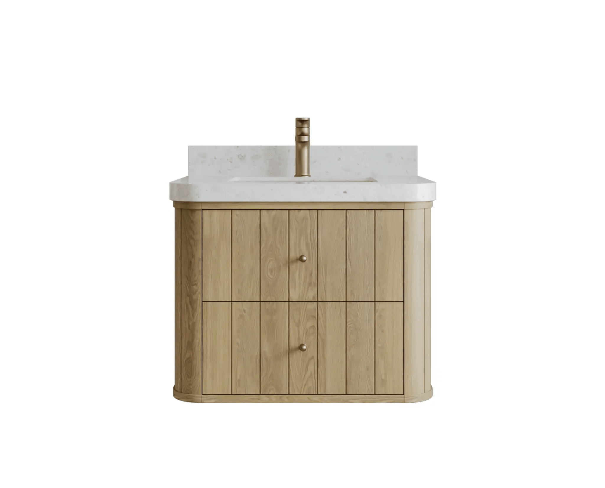 Houston White Oak 30 in. W x 22 in. D Floating Single Sink Bathroom Vanity with Curved Edge Design - Willow Bath and Vanity