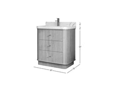 Houston White Oak 30 in. W x 22 in. D Free Standing Curved Edge Single Sink Bathroom Vanity - photo 5