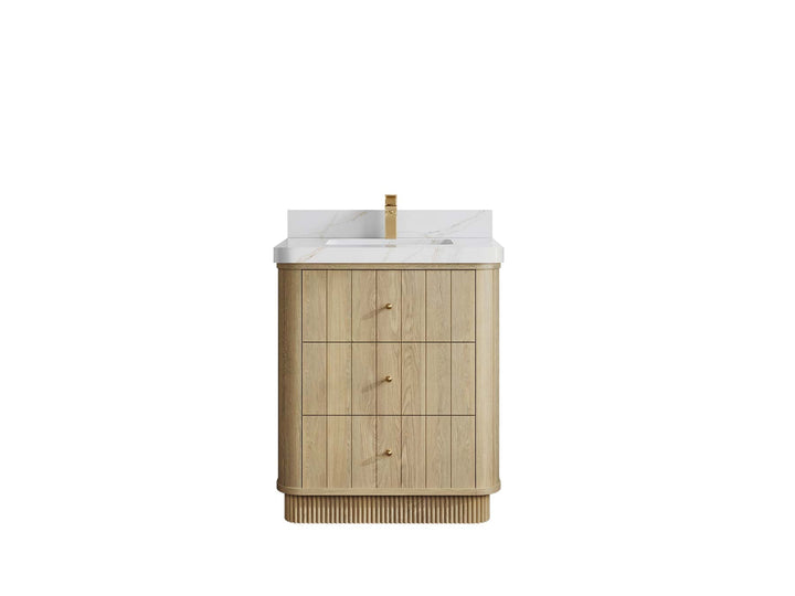 Houston White Oak 30 in. W x 22 in. D Free Standing Curved Edge Single Sink Bathroom Vanity - photo 12