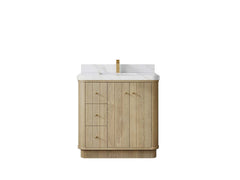 Houston White Oak 36 in. W x 22 in. D Free Standing Curved Edge Center Sink Bathroom Vanity - photo 12