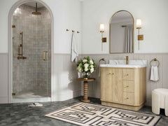 Houston White Oak 36 in. W x 22 in. D Free Standing Curved Edge Center Sink Bathroom Vanity - photo 2