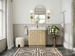 Houston White Oak 36 in. W x 22 in. D Free Standing Curved Edge Center Sink Bathroom Vanity - photo 4