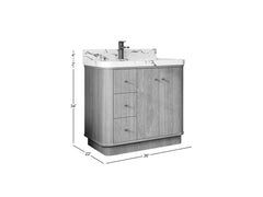 Houston White Oak 36 in. W x 22 in. D Free Standing Curved Edge Center Sink Bathroom Vanity - photo 5