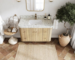 Houston White Oak 42 in. W x 22 in. D Floating Single Sink Bathroom Vanity with Curved Edge Design - photo 16