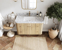 Houston White Oak 42 in. W x 22 in. D Floating Single Sink Bathroom Vanity with Curved Edge Design - photo 15