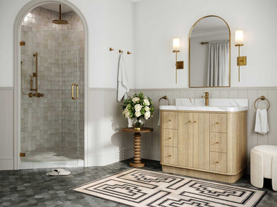 Houston White Oak 42 in. W x 22 in. D Free Standing Curved Edge Single Sink Bathroom Vanity - Willow Bath and Vanity