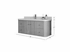 Houston White Oak 48 in. W x 22 in. D Floating Single Sink Bathroom Vanity with Curved Edge Design - photo 6