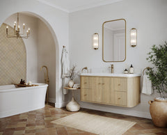 Houston White Oak 48 in. W x 22 in. D Floating Single Sink Bathroom Vanity with Curved Edge Design - photo 2