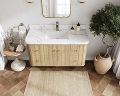 Houston White Oak 48 in. W x 22 in. D Floating Single Sink Bathroom Vanity with Curved Edge Design - photo 10