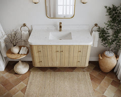 Houston White Oak 48 in. W x 22 in. D Floating Single Sink Bathroom Vanity with Curved Edge Design - photo 4