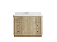 Houston White Oak 48 in. W x 22 in. D Free Standing Curved Edge Single Sink Bathroom Vanity - photo 16