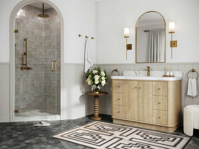 Houston White Oak 48 in. W x 22 in. D Free Standing Curved Edge Single Sink Bathroom Vanity - Willow Bath and Vanity