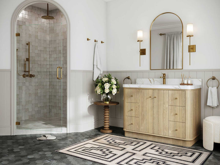 Houston White Oak 48 in. W x 22 in. D Free Standing Curved Edge Single Sink Bathroom Vanity - photo 2