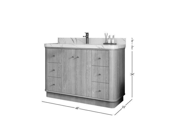 Houston White Oak 48 in. W x 22 in. D Free Standing Curved Edge Single Sink Bathroom Vanity - photo 5