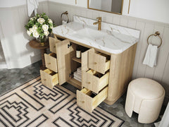 Houston White Oak 48 in. W x 22 in. D Free Standing Curved Edge Single Sink Bathroom Vanity - photo 3