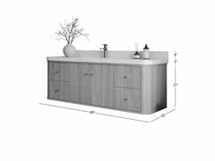 Houston White Oak 60 in. W x 22 in. D Floating Single Sink Bathroom Vanity with Curved Edge Design - photo 6