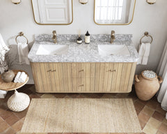 Houston White Oak 60 in. W x 22 in. D Floating Double Sink Bathroom Vanity with Curved Edge Design - photo 15