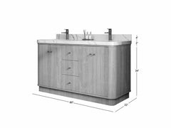Houston White Oak 60 in. W x 22 in. D Free Standing Curved Edge Double Sink Bathroom Vanity - photo 5