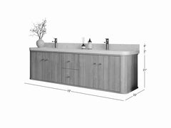 Houston White Oak 72 in. W x 22 in. D Floating Double Sink Bathroom Vanity with Curved Edge Design - photo 6