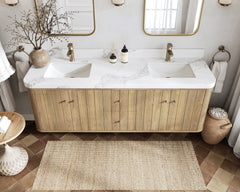Houston White Oak 72 in. W x 22 in. D Floating Double Sink Bathroom Vanity with Curved Edge Design - photo 14