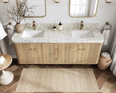 Houston White Oak 72 in. W x 22 in. D Floating Double Sink Bathroom Vanity with Curved Edge Design - photo 16