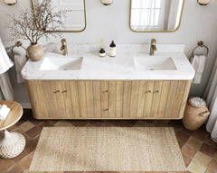 Houston White Oak 72 in. W x 22 in. D Floating Double Sink Bathroom Vanity with Curved Edge Design - photo 8