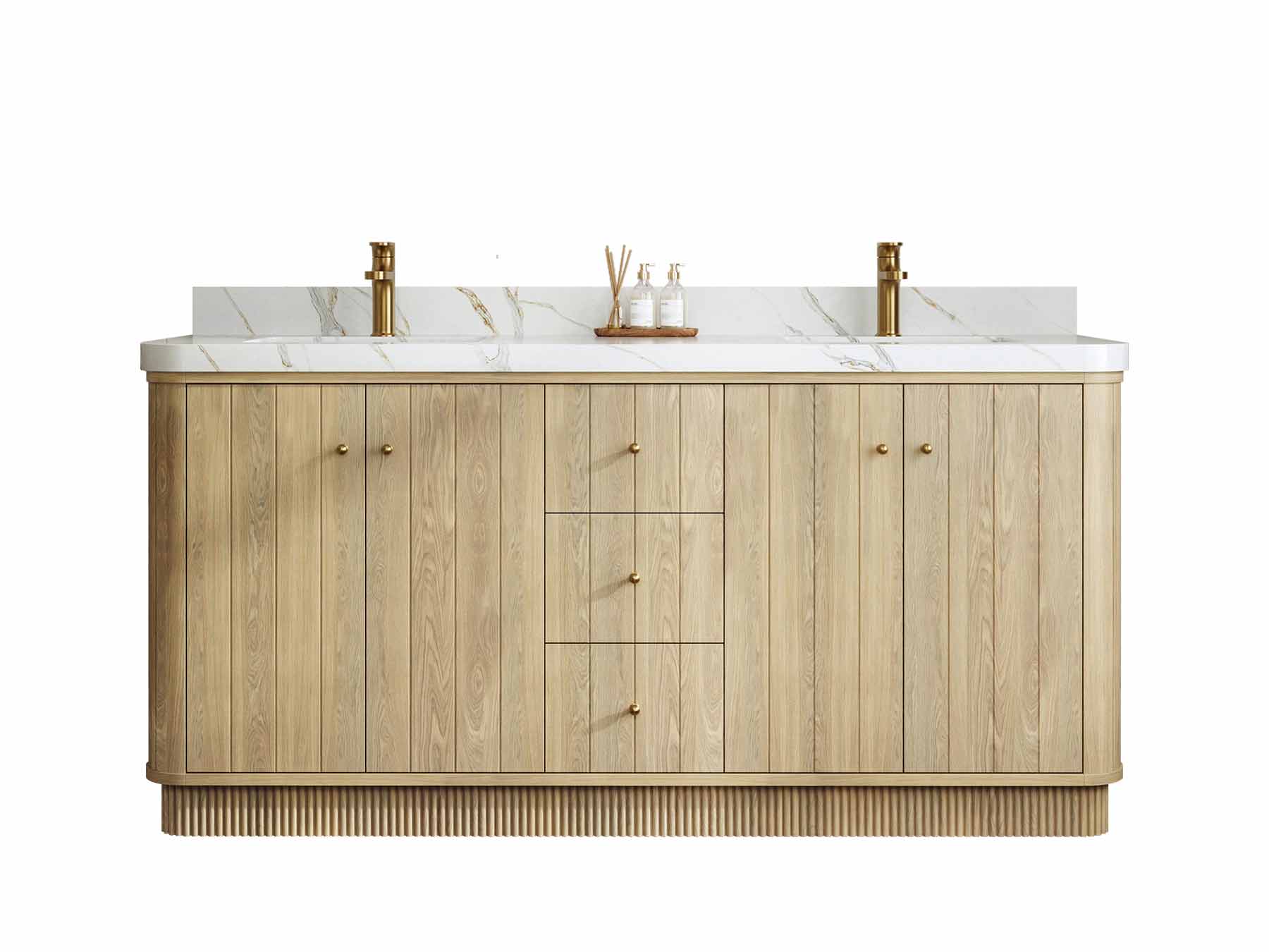 Houston White Oak 72 in. W x 22 in. D Free Standing Curved Edge Double Sink Bathroom Vanity - Willow Bath and Vanity