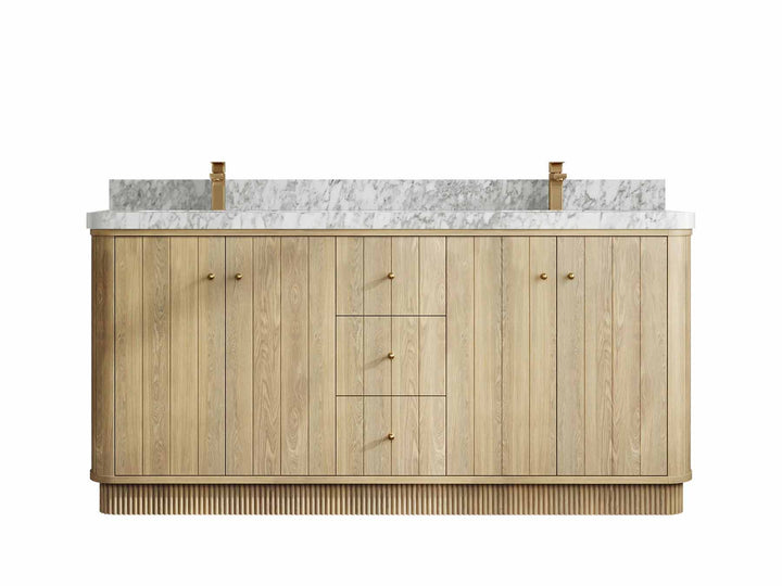 Houston White Oak 72 in. W x 22 in. D Free Standing Curved Edge Double Sink Bathroom Vanity - photo 9